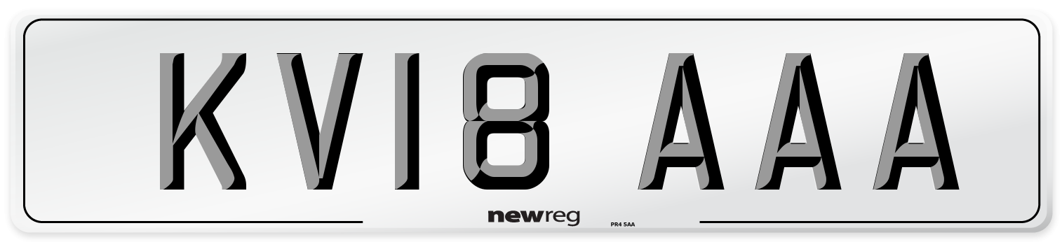KV18 AAA Number Plate from New Reg
